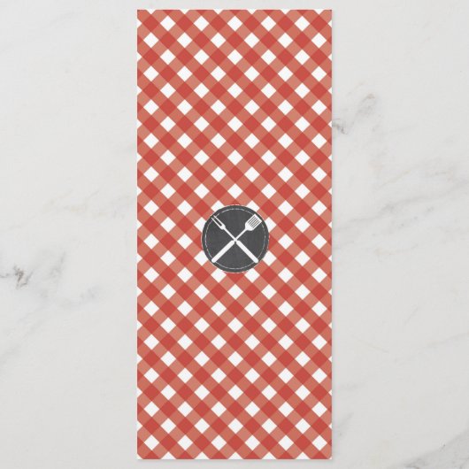 Menu Trouwkaarten Red Gingham Chalk BBQ (Achterkant)