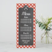 Menu Trouwkaarten Red Gingham Chalk BBQ (Staand voorkant)