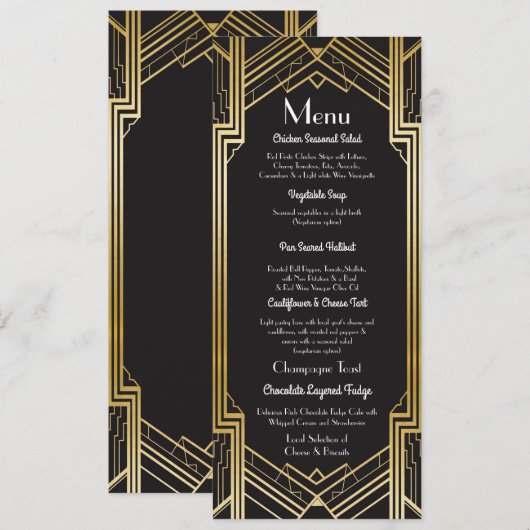 Menu Trouwreceptie 1920's Art Deco (Voorkant / Achterkant)