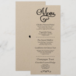 Menu Trouwreceptie Elegant Kraft Schrift Kaart