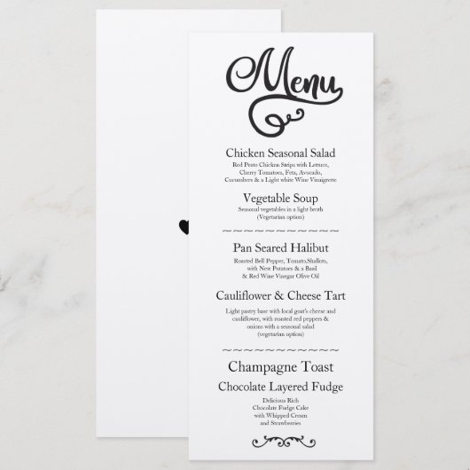 Menu Trouwreceptie Elegante Kraft Script Kaart (Voorkant / Achterkant)