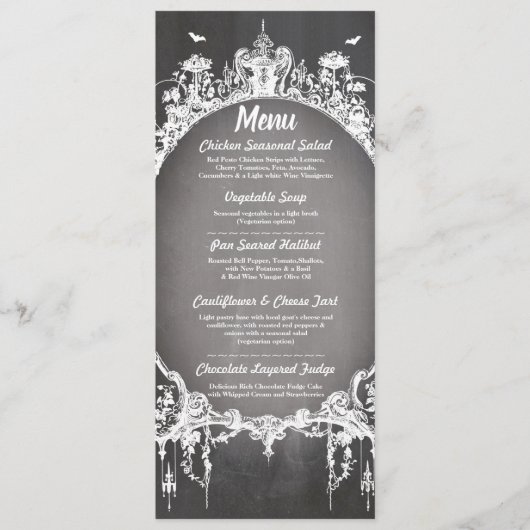 Menu Trouwreceptie Gotische Frame Halloween (Voorkant)