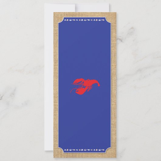 Menu Trouwreceptie Rivierkreeft Kooklobster Strand Kaart (Achterkant)