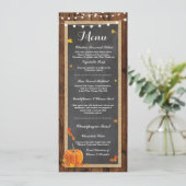 Menu Trouwreceptie Roestiek Hout Pompoen Herfst Kaart (Staand voorkant)