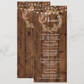 Menu Trouwreceptie Roestig Hout Herfstlichten (Voorkant / Achterkant)