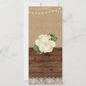 Menu Trouwreceptie Roos Jute Houten Kant Kaart (Achterkant)