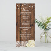Menu Trouwreceptie Rustic Hout Kant Kaarten (Staand voorkant)