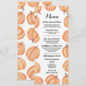 Menu Trouwreceptie Rustic Pompoen Herfst Kaart (Voorkant / Achterkant)
