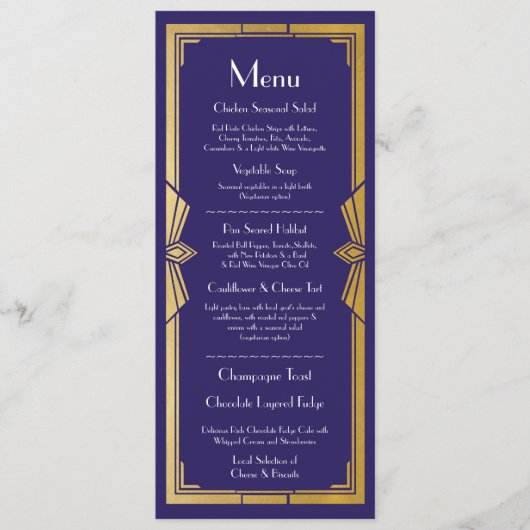 Menu Trouwreceptie Rustiek Jaren 20 Marine Art Dec (Voorkant)