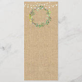 Menu Trouwreceptie Rustiek Jute Bloem Lichtjes (Achterkant)