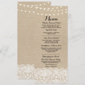Menu Trouwreceptie Rustiek Jute Kant Winter (Voorkant / Achterkant)