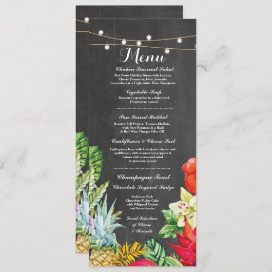 Menu Trouwreceptie Rustiek Krijt Aloha Kaarten (Voorkant / Achterkant)
