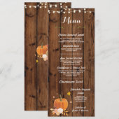Menu Trouwreceptie Rustieke Pompoen Houten Kaart (Voorkant / Achterkant)