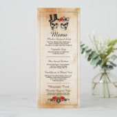 Menu Trouwreceptie Rustieke Schedels Rozen Menu's (Staand voorkant)