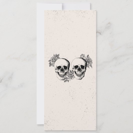 Menu Trouwreceptie Rustieke Schedels Rozen Menu's Kaart (Achterkant)
