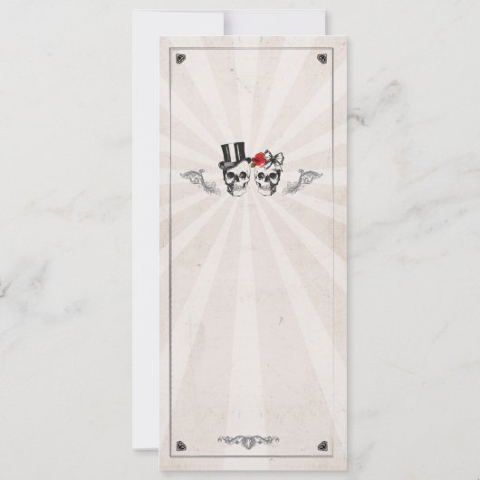 Menu Trouwreceptie Rustieke Schedels Rozen Menu's Kaart (Achterkant)