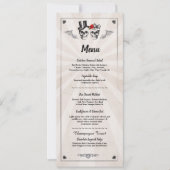 Menu Trouwreceptie Rustieke Schedels Rozen Menu's Kaart (Voorkant)
