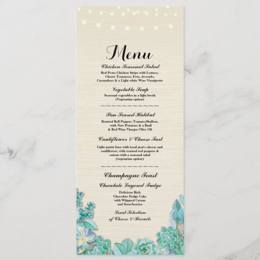 Menu Trouwreceptie Rustieke Succulenten Mint (Voorkant)
