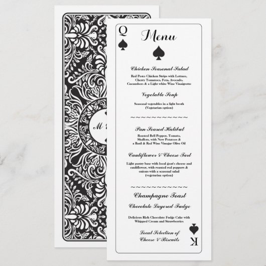 Menu Trouwreceptie Speelkaarten Aas van Schoppen Kaart (Voorkant / Achterkant)