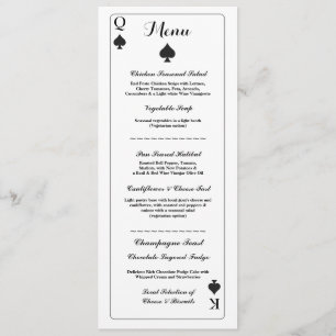 Menu Trouwreceptie Speelkaarten Aas van Schoppen Kaart
