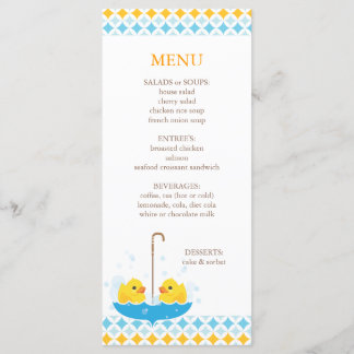 Menu Twin Rubber Duckies Baby shower