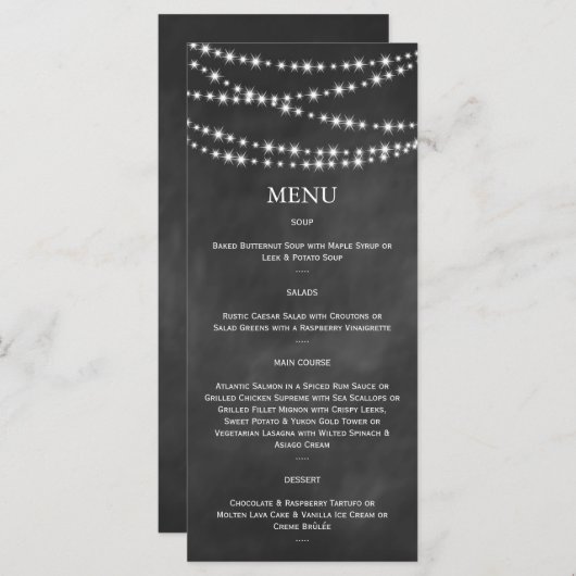 Menu Twinkle Lights op Blackboard (Voorkant / Achterkant)
