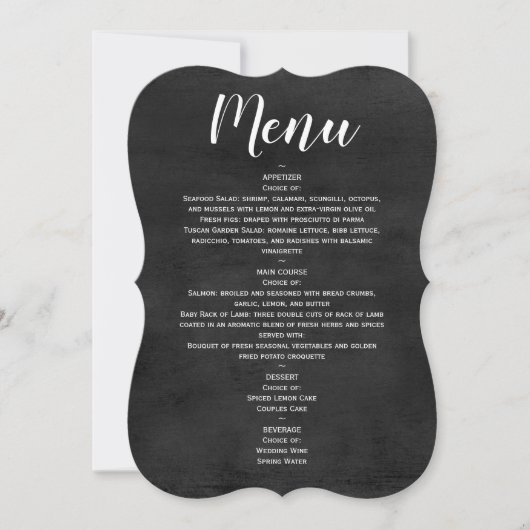 Menu - Uitnodiging van het Manuscript van het Chal (Voorkant)