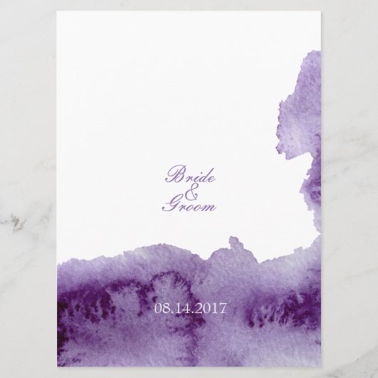 Menu Ultra Violet Elegant Waterverf Wedding (Achterkant)