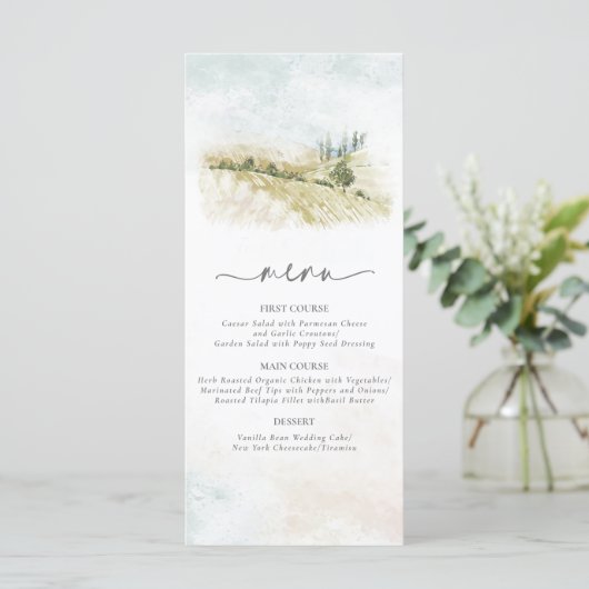 Menu V2 Sage ID786 waterverf Landscape Wedding (Staand voorkant)