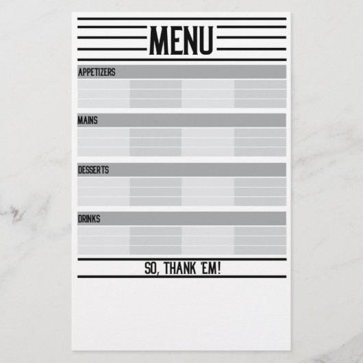 Menu Vakantiemateriaal en Potluck Guide BACK (Voorkant)