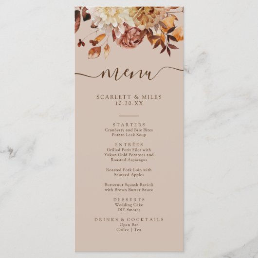 Menu Vallende bladeren taupe (Voorkant)