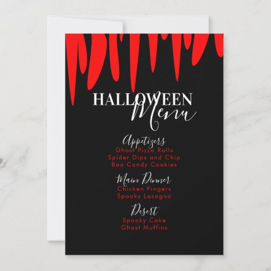 Menu Vampire Bloedhalloween Adult Party (Voorkant)