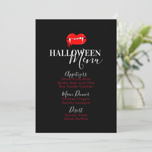 Menu Vampire Lip Blood Halloween Birthday Party (Staand voorkant)