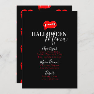 Menu Vampire Lip Blood Halloween Birthday Party