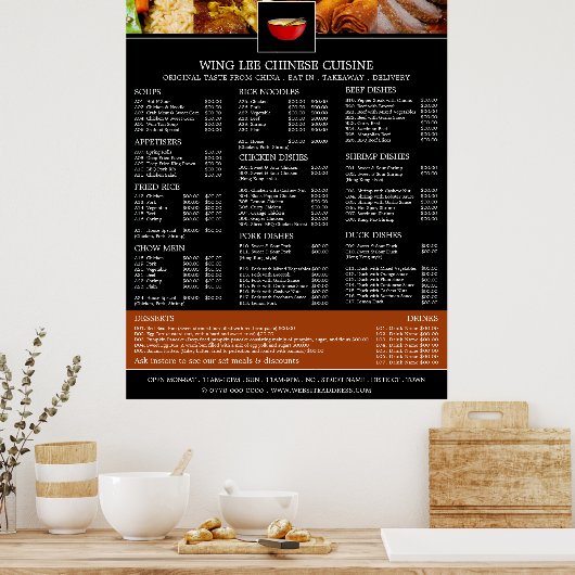 Menu van Chinees restaurant Poster (Keuken)