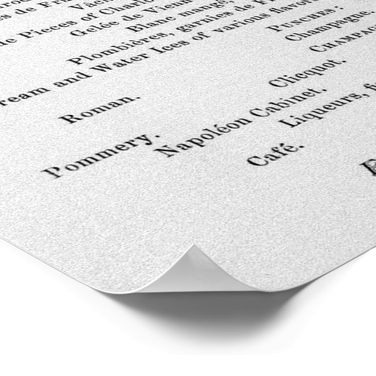 MENU VAN DE BEDING in het Frans thema 1874 Poster (Hoek)