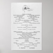 MENU VAN DE BEDING in het Frans thema 1874 Poster (Voorkant)