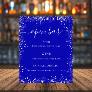 Menu van de blauwe zilverglitter-bruiloft