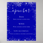 Menu van de blauwe zilverglitter-bruiloft poster (Voorkant)