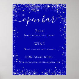Menu van de blauwe zilverglitter-bruiloft poster