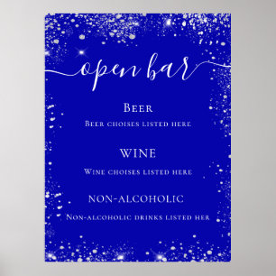 Menu van de blauwe zilverglitter-bruiloft poster