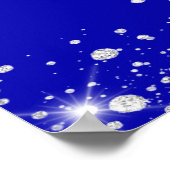 Menu van de blauwe zilverglitter-bruiloft poster (Hoek)