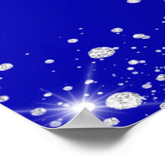 Menu van de blauwe zilverglitter-bruiloft poster (Hoek)