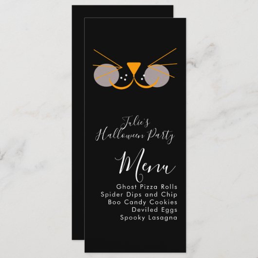 Menu van de costuum party Halloween Cat Cute Cute (Voorkant / Achterkant)