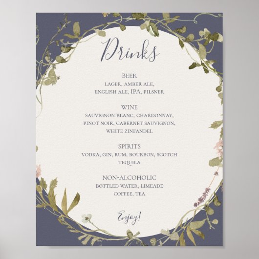 Menu van de Drinken van het lentes-Wildflower Dust Poster (Voorkant)