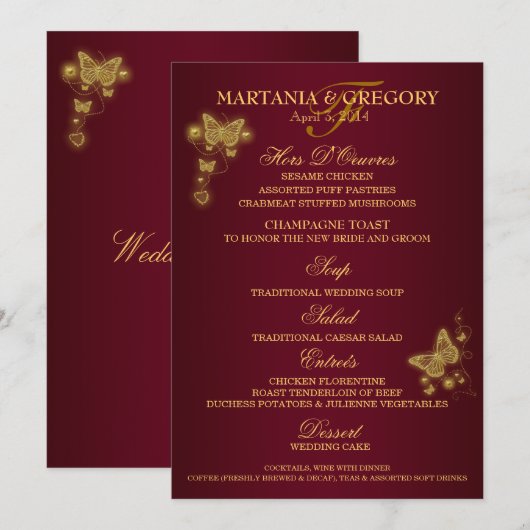 menu van de goudvlinder van Bourgogne (Voorkant / Achterkant)