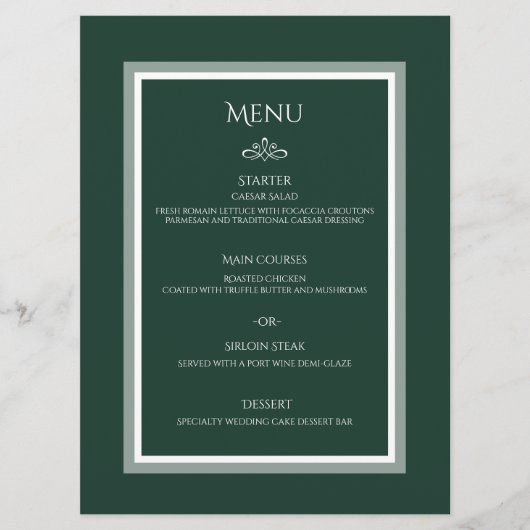 menu van de groene bruiloft (Voorkant)