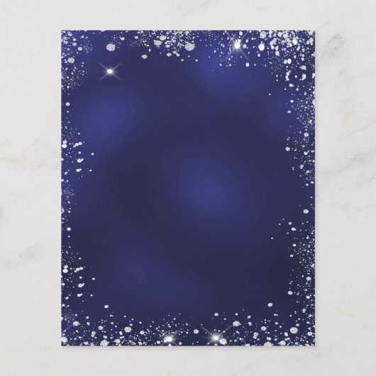 menu van de marineblauwe zilverglitter bruiloft (Achterkant)