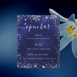 menu van de marineblauwe zilverglitter bruiloft<br><div class="desc">Let op: dit menu staat op flyer paper en erg dun. Enveloppen zijn niet inbegrepen. Ga naar onze winkel voor dikkere menu's (hetzelfde ontwerp). Een blauw marinekleur, de blauwe kleur is ongelijk. Gedrooid met faux zilveren glitter, sparkles. Met de tekst: Open balk. Pas uw bar menu aan en voeg toe....</div>