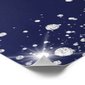 menu van de marineblauwe zilverglitter bruiloft poster (Hoek)